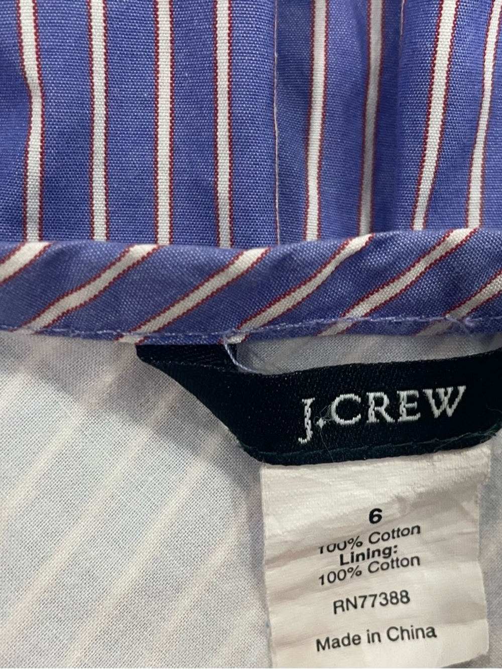 J. Crew Blue and White Pinstripe Circle Skirt with Orange Trim - Size 6 - Picture 6 of 6